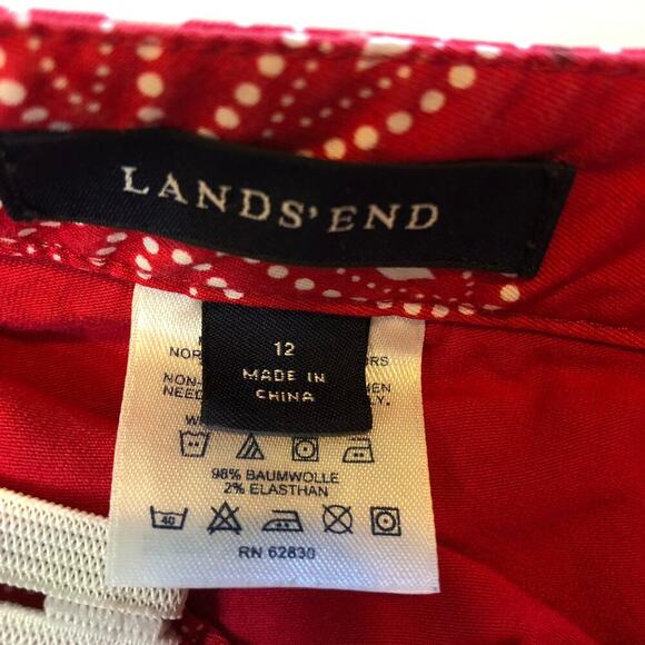 Lands' End Red & White Floral Bandana Print Mini Skirt Adjustable - Girl's 12 - Picture 4 of 8